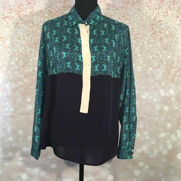 J. Crew Tops - J.Crew Collection Popover Career Navy Blouse